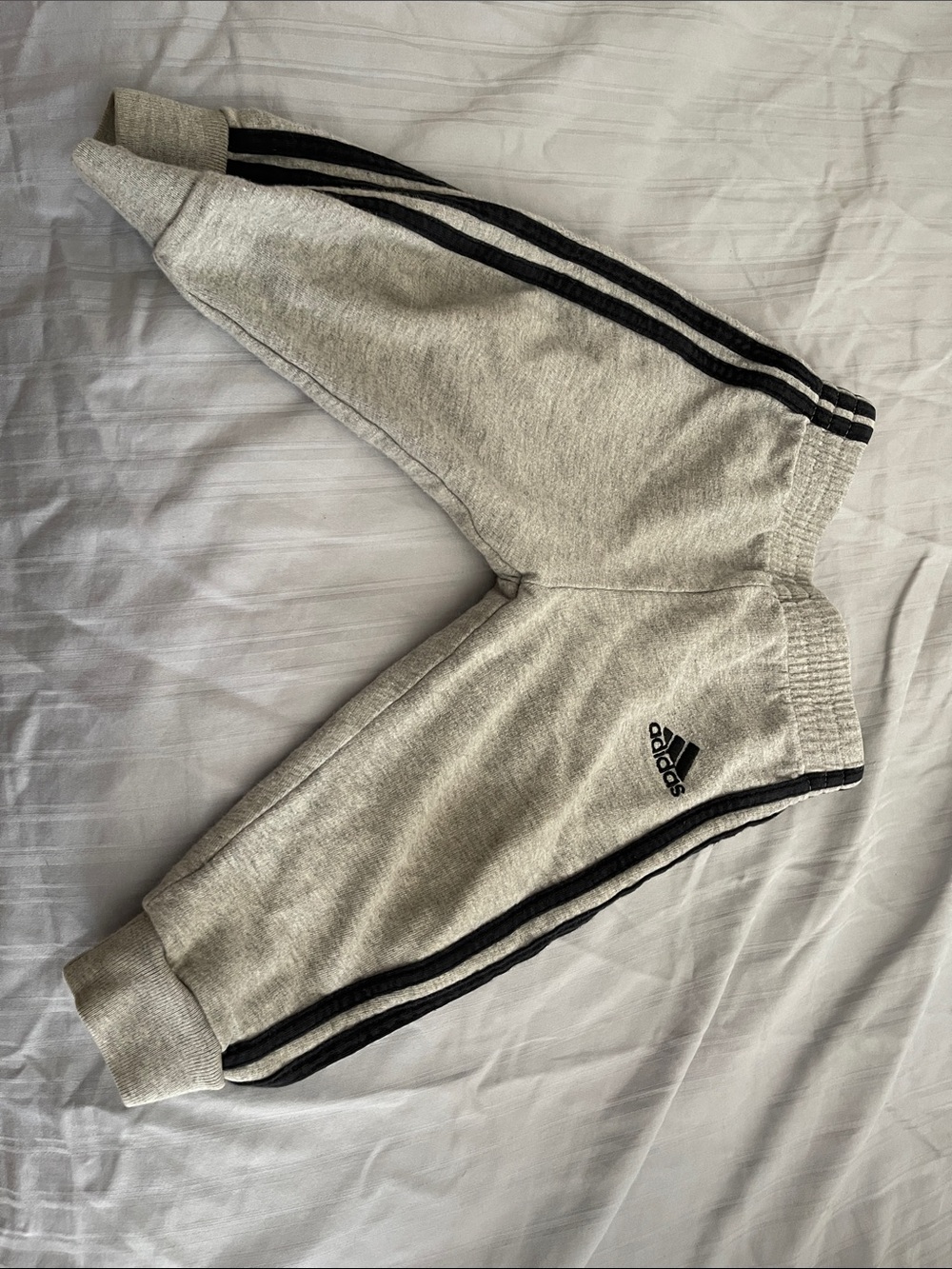 adidas Light Gray Jogger Sweatpants with Black Stripes